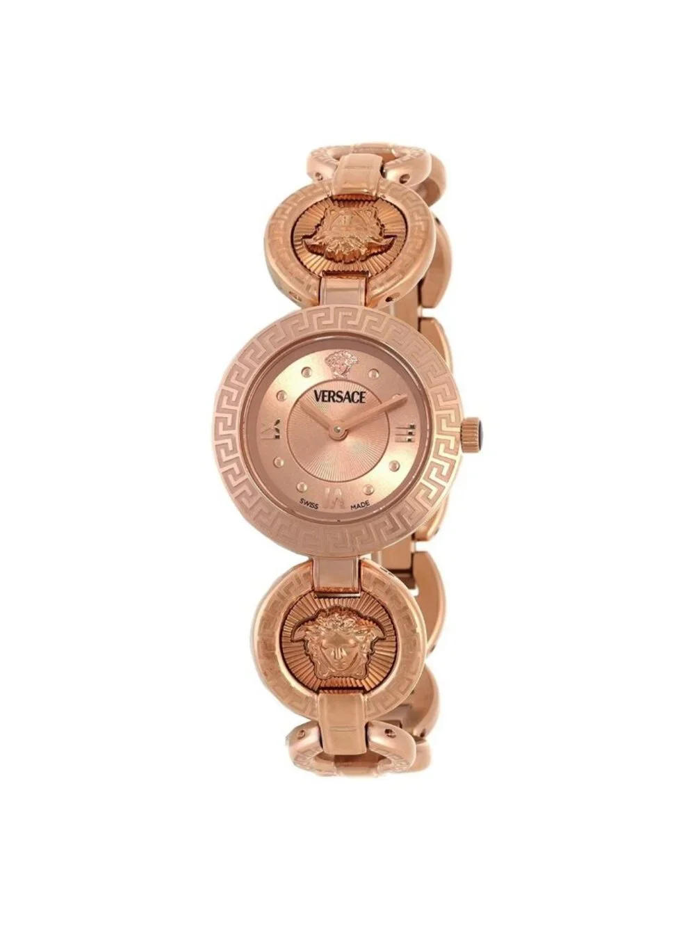 NWT Versace Greca Jewel Quartz Rose Gold Dial Ladies Watch